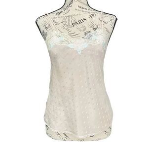 Vintage Sara Beth Pink Lace Trim Floral Cami Top in Size ***SEE MEASUREMENTS***